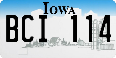 IA license plate BCI114