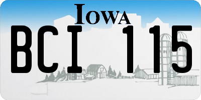 IA license plate BCI115
