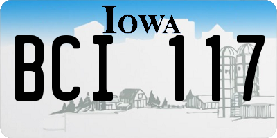 IA license plate BCI117