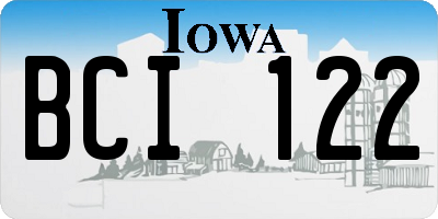 IA license plate BCI122