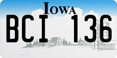 IA license plate BCI136