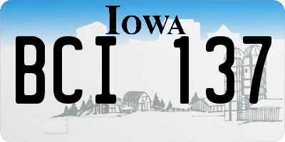 IA license plate BCI137