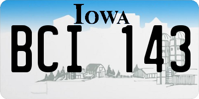 IA license plate BCI143