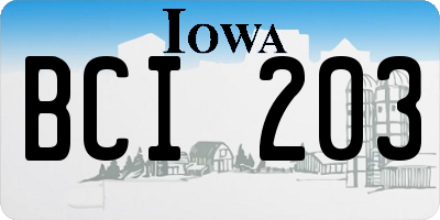 IA license plate BCI203