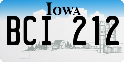 IA license plate BCI212