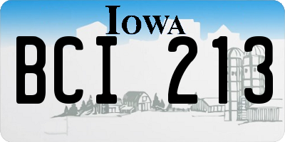 IA license plate BCI213