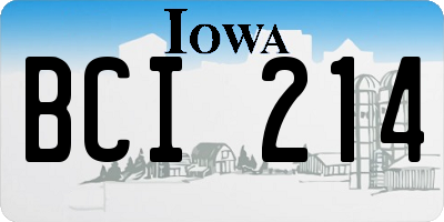 IA license plate BCI214
