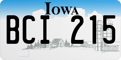 IA license plate BCI215