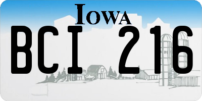 IA license plate BCI216