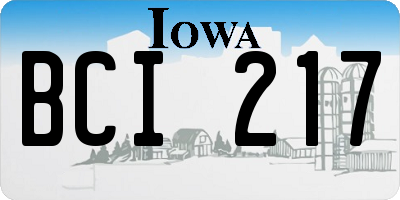 IA license plate BCI217