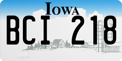 IA license plate BCI218