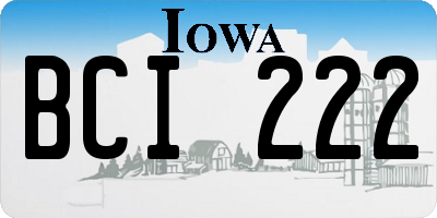 IA license plate BCI222