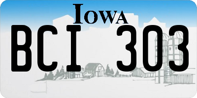 IA license plate BCI303