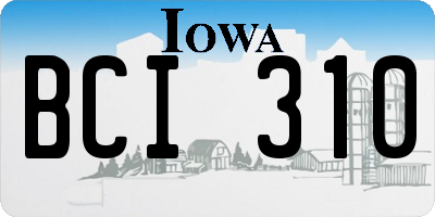 IA license plate BCI310