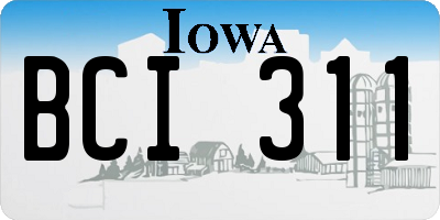IA license plate BCI311