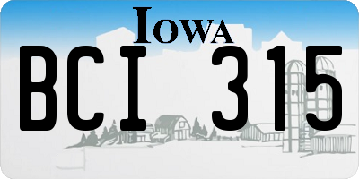 IA license plate BCI315