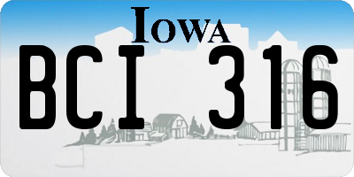 IA license plate BCI316