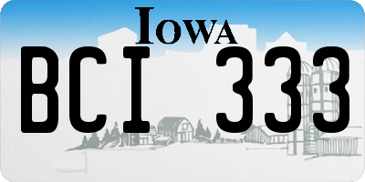 IA license plate BCI333