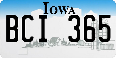 IA license plate BCI365