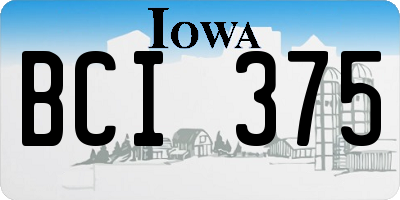 IA license plate BCI375