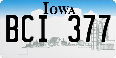 IA license plate BCI377