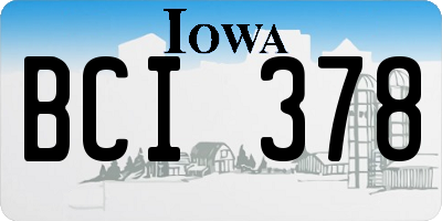 IA license plate BCI378