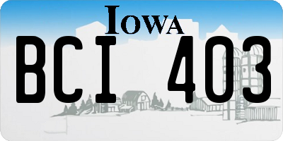 IA license plate BCI403