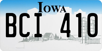 IA license plate BCI410