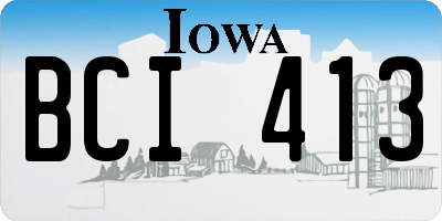 IA license plate BCI413
