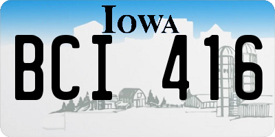 IA license plate BCI416
