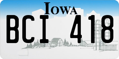 IA license plate BCI418