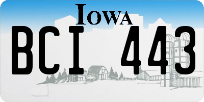 IA license plate BCI443