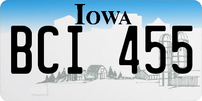 IA license plate BCI455