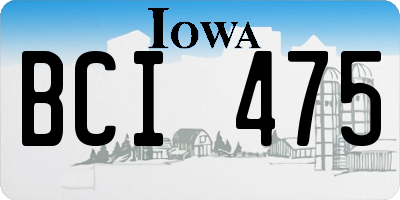 IA license plate BCI475