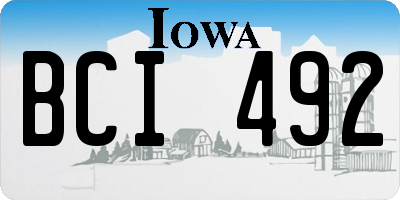 IA license plate BCI492