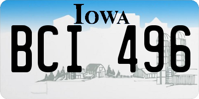 IA license plate BCI496