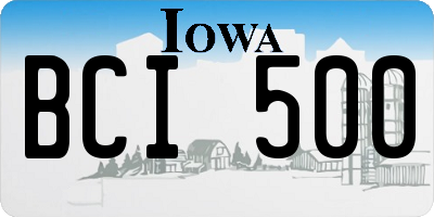 IA license plate BCI500