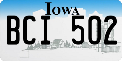 IA license plate BCI502