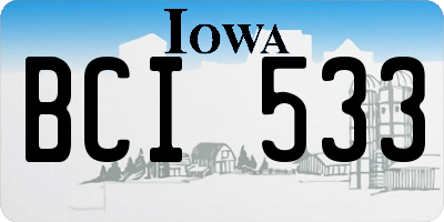 IA license plate BCI533