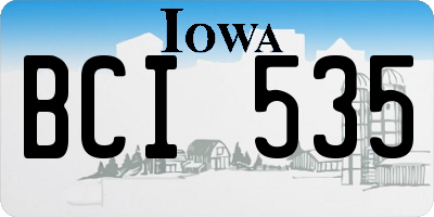 IA license plate BCI535