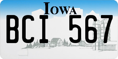 IA license plate BCI567