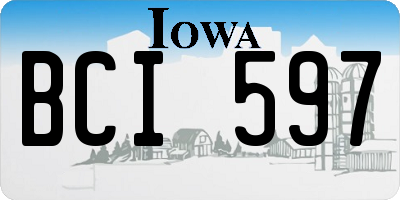 IA license plate BCI597