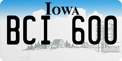 IA license plate BCI600