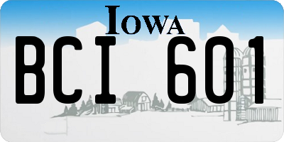 IA license plate BCI601