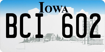 IA license plate BCI602