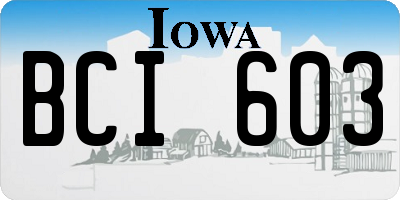 IA license plate BCI603