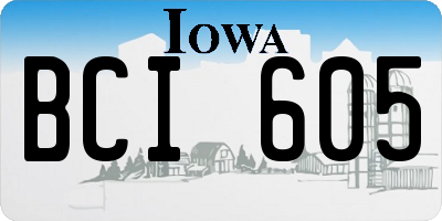 IA license plate BCI605