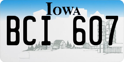 IA license plate BCI607