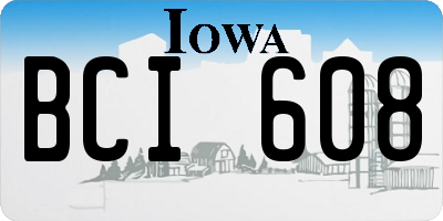 IA license plate BCI608
