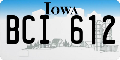 IA license plate BCI612